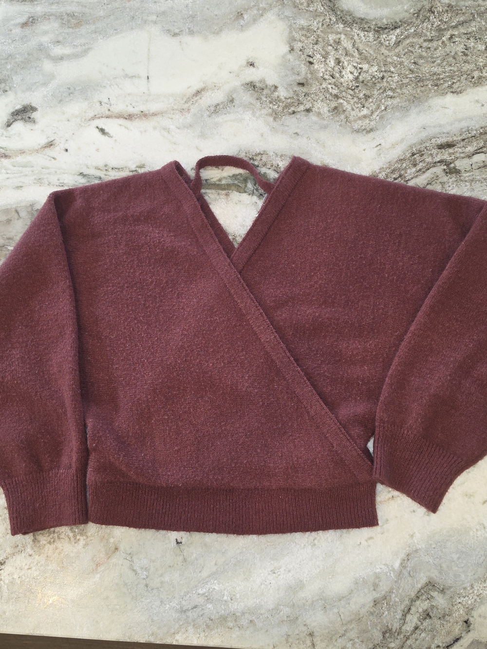 Hem & Thread Womens Wrap-Style Sweater in Burgundy